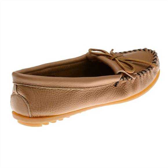 Minnetonka Mocassini Donna In Pelle Di Cervo - Champagne, Modello Gore Front, Suola In Gomma, Taglia 9.5 M US
